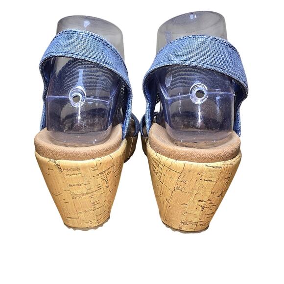 Skechers Shoes Women 8.5 Beverlee Sandals Blue Wedge Comfort Lightweight Strappy - Picture 6 of 10